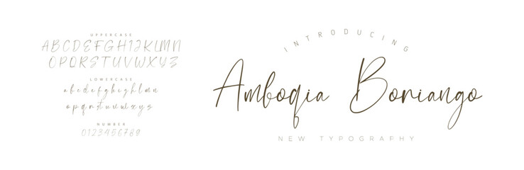 Signature Font Uppercase Lowercase And Number. Script Font Calligraphy Logotype  elegant Font Type Font lettering handwritten. vector illustration  
