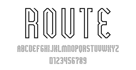 Set of alphabets font letters and numbers modern abstract design with line maze concept vector illustration