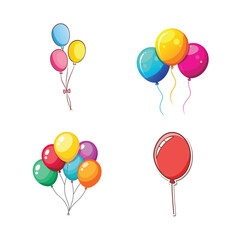 Colorful floating spheres with strings balloons celebration