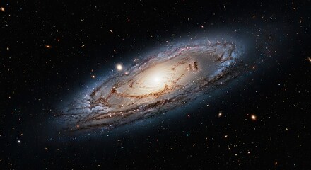 Fototapeta premium Andromeda Galaxy's Majestic Spiral Arms Shining in the Cosmic Darkness