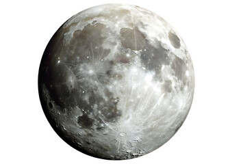 Close-up of the Full Moon with Visible Craters and Starry Background space astronomy isolated on a transparent background