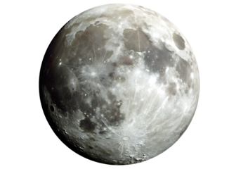 Close-up of the Full Moon with Visible Craters and Starry Background space astronomy isolated on a transparent background