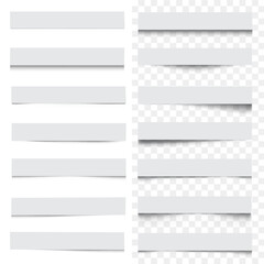 A set of transparent shadows. Realistic shadow effect on a white and transparent background. Vector illustration