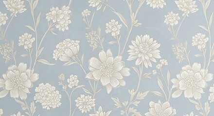 Obraz premium Light blue background with white floral pattern