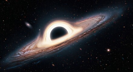 A stunning visualization of a black hole devouring matter, showcasing the cosmic phenomenon of accretion disks and the immense gravitational pull of these celestial objects in the vastness of space