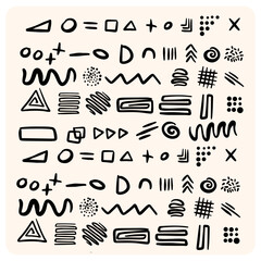 Geometric and Abstract Doodles with background cream