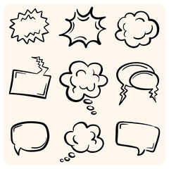 Fototapeta premium Hand-Drawn Speech and Thought Bubbles