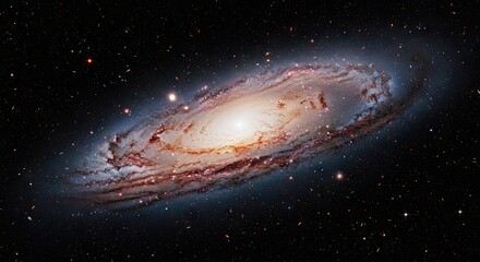 Fototapeta premium A Stunning Visual Display of the Andromeda Galaxy A Cosmic Spiral of Stars and Dust in Space