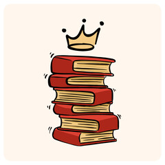 Stack of Red Books with Crown