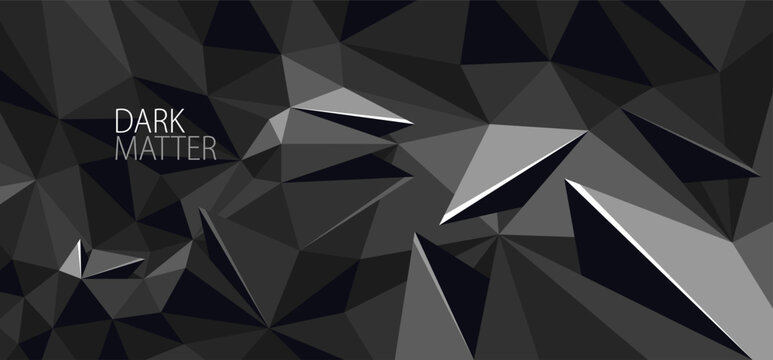Polygonal abstract background, 3D vector dark black greyscale low poly surface, digital technology and science background abstraction, diamond structure.
