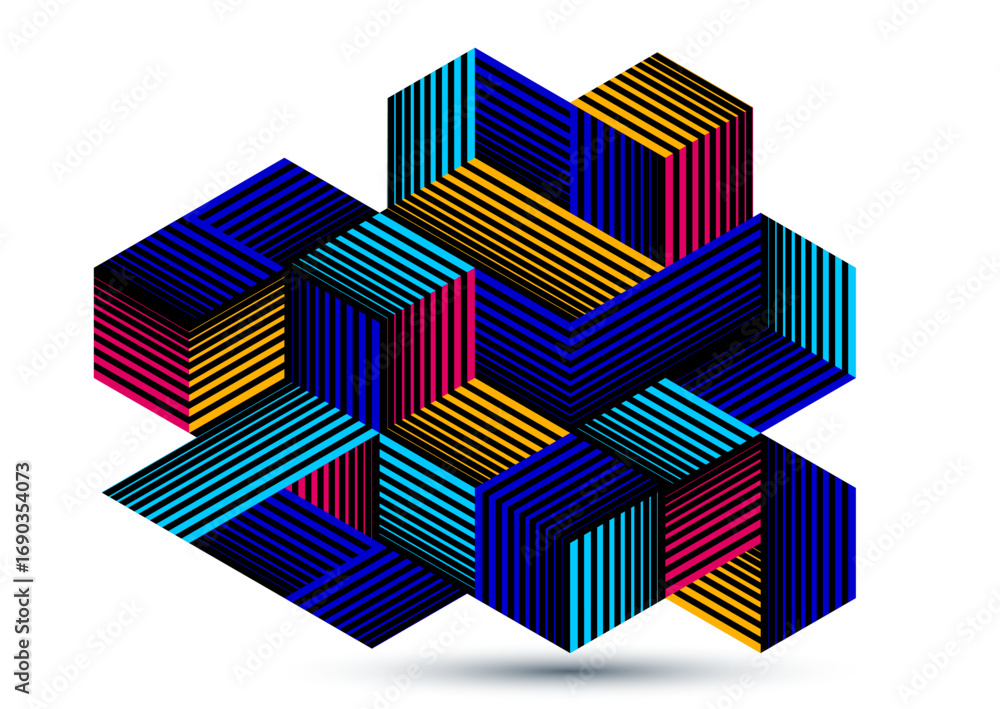 Poster 3d isometric cubic design vector geometric abstract background, modern city abstraction theme, const
