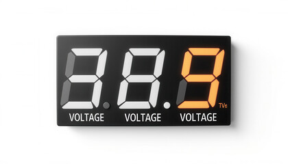 Digital voltage meter displaying readings on a white background  
