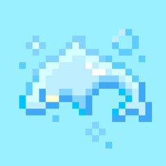 Blue Pixel Art Dolphin Icon – Cute Y2K Emoji Style | キュート ポップ イルカ アイコン ピクセル 素材 水色
