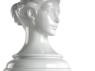 White Ceramic Bust of a Woman with Pink Accent on sculpture female isolated on a transparent background