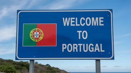 Welcome to Portugal sign with the Portuguese flag, inviting travelers to explore Europe's western gem
