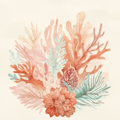 Delicate Watercolor Coral Illustration