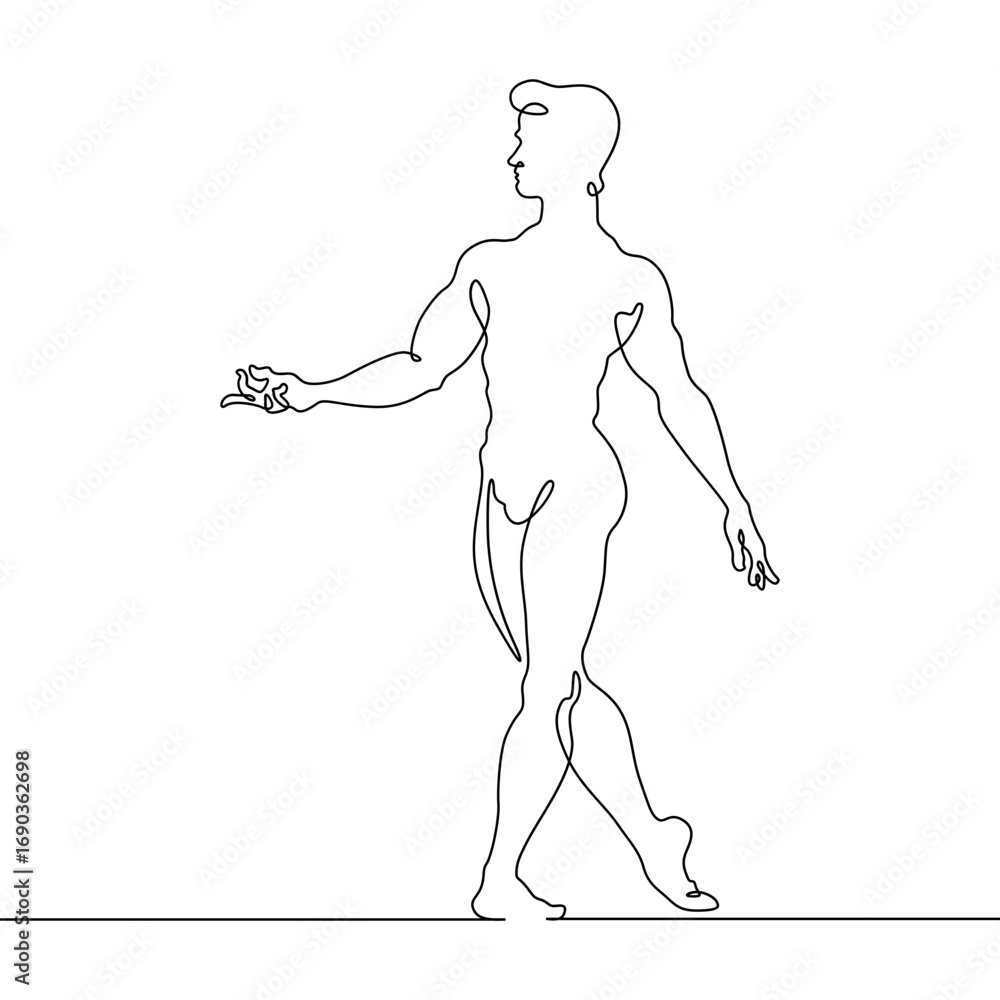Poster continuous one line drawing male dancer. ballet dancer. one continuous line isolated minimal illustr