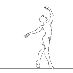 Continuous one line drawing Male dancer. Ballet dancer. One continuous line isolated minimal illustration.Not AI.