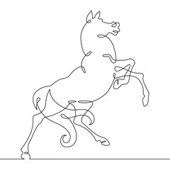 Continuous one line drawing beautiful horse. Symbol of the year 2026 is a fiery horse. One continuous line isolated minimal illustration.Not AI.