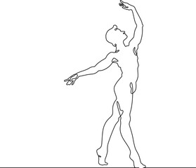 Continuous one line drawing Male dancer. Ballet dancer. One continuous line isolated minimal illustration.Not AI.