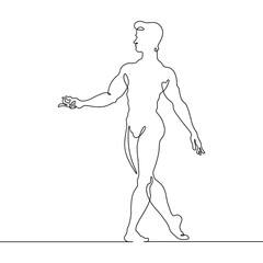 Continuous one line drawing Male dancer. Ballet dancer. One continuous line isolated minimal illustration.Not AI.
