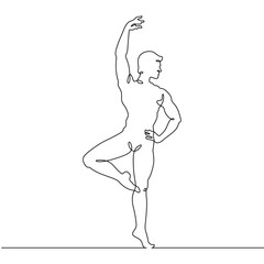 Continuous one line drawing Male dancer. Ballet dancer. One continuous line isolated minimal illustration.Not AI.
