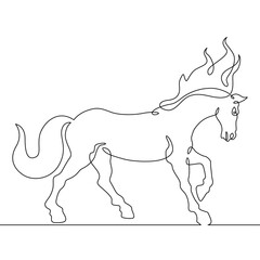Continuous one line drawing beautiful horse. Symbol of the year 2026 is a fiery horse. One continuous line isolated minimal illustration.Not AI.