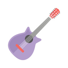 Colorful cartoon-style guitar with a unique shape, set against a plain white background