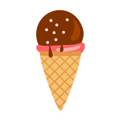 Colorful ice cream cone featuring chocolate and strawberry flavors with a minimalist design