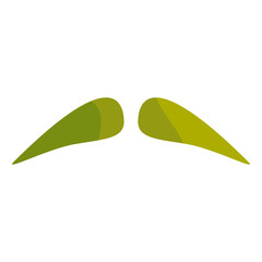 Two stylized green leaves overlapping, symbolizing nature and growth in a minimalistic design