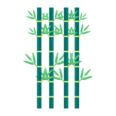 Fototapeta premium Illustration of vibrant bamboo stalks with lush green leaves against a plain background