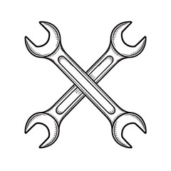 Crossed wrenches illustration for repair and maintenance