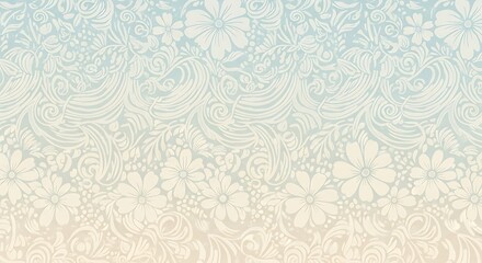 Soft floral pattern with a gradient from light blue to beige