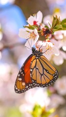 Monarch butterfly on spring blossoms (1)