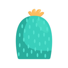 Colorful cartoon cactus with a bright yellow flower on top against a plain white background (1)