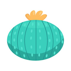 Colorful cartoon cactus with a bright yellow flower on top against a plain white background