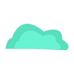 Soft, fluffy green clouds drifting gently across a blue sky in a serene, tranquil landscape