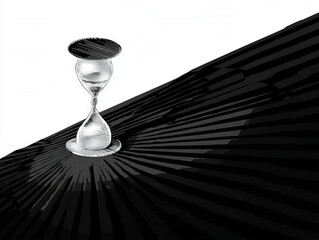 hourglass shadow silhouette, black and white, simple illustration, isolated