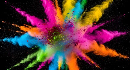 Colorful Powder Explosion on Black Background
