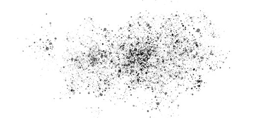 Black Dust and Silver Glitter Splatter Set - Abstract Grunge Texture, Isolated Design Elements