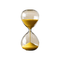 Classic Hourglass with Yellow Sand on Transparent Background