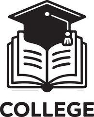 College Education Icon Graduation Cap on Open Book