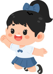 Excited Schoolgirl Cartoon Character Illustration