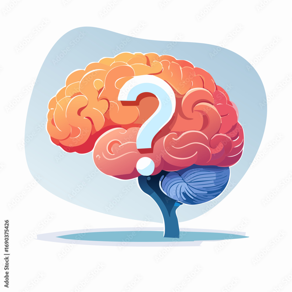 Poster abstract brain with question mark