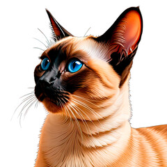 Captivating Siamese Cat Portrait with Striking Blue Eyes