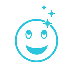 Smile Emoji Expression, Isolated on white background, Blue icon set.