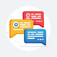 Three Colorful Speech Bubbles on White Background