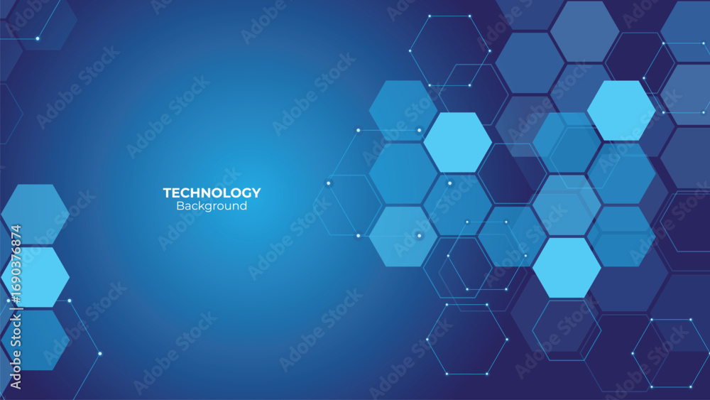 Poster medical, technology or science design background with hexagons pattern