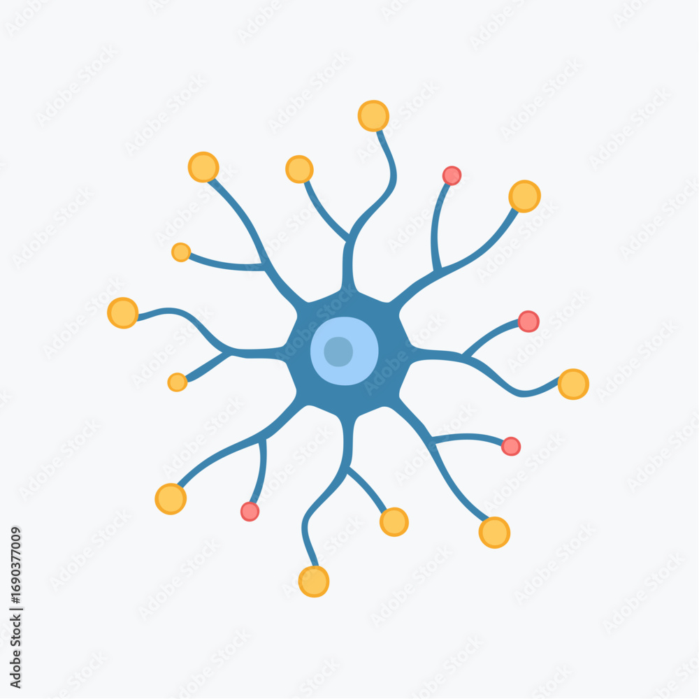 Poster neuron diagram with branches and circles