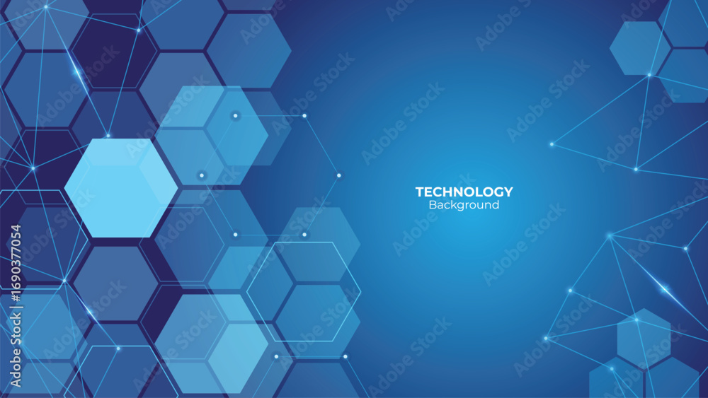 Poster medical, technology or science design background with hexagons pattern